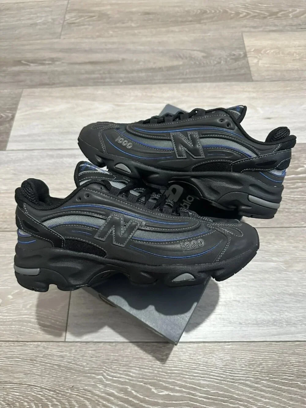 Men's New Balance 1000 Shoes - Black Grey Dark Royal Blue M1000JDC